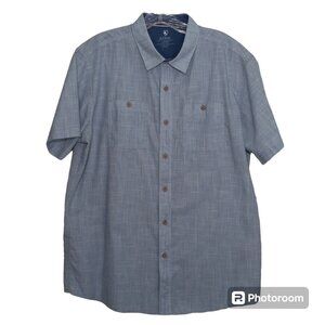 KUHL Shirt Men's Size L Blue Short Sleeve Button Down Hiking Camp Gorpcore